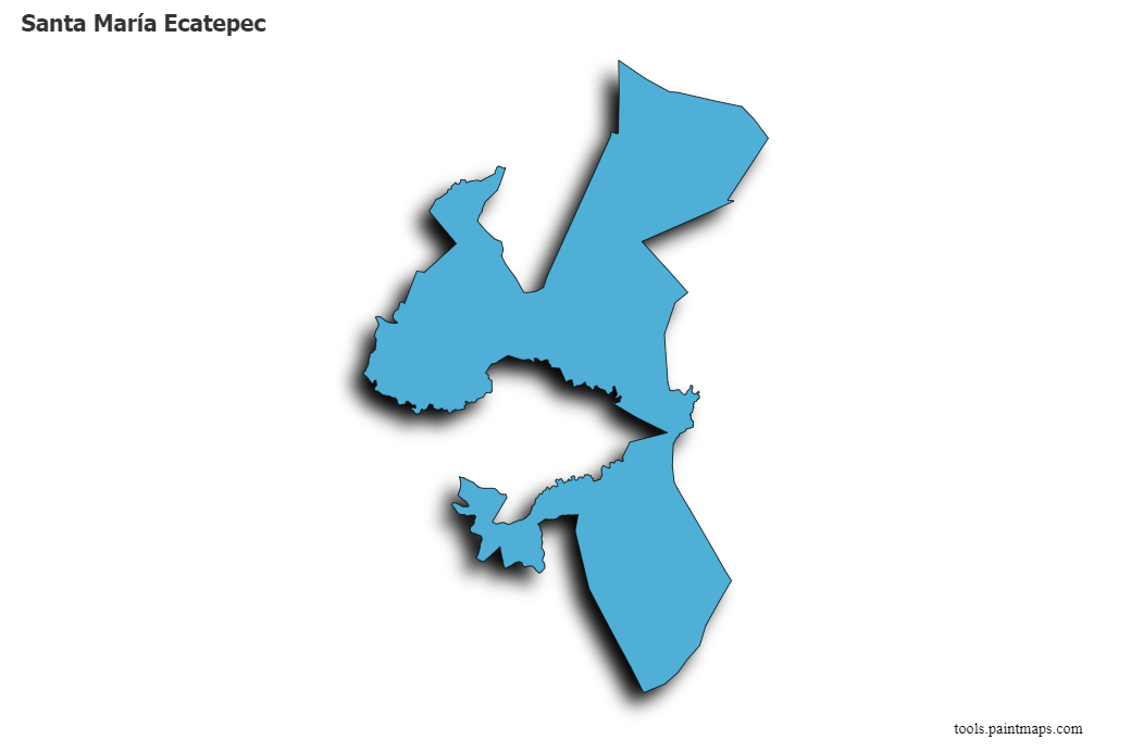 Mapa de Santa María Ecatepec con efecto de sombra 3D