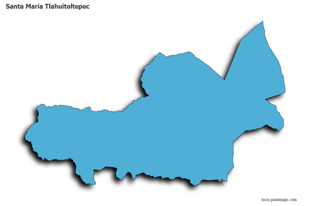 Mapa de Santa María Tlahuitoltepec con efecto de sombra 3D