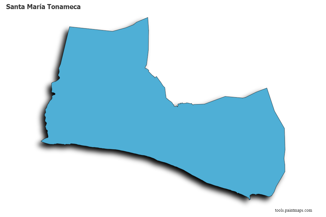 Mapa de Santa María Tonameca con efecto de sombra 3D