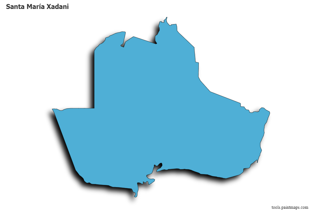 3D gölge efektli Santa María Xadani haritası