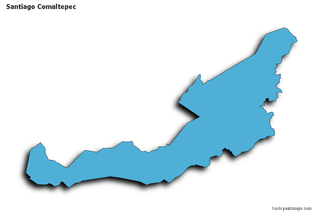 Santiago Comaltepec map with 3d shadow effect