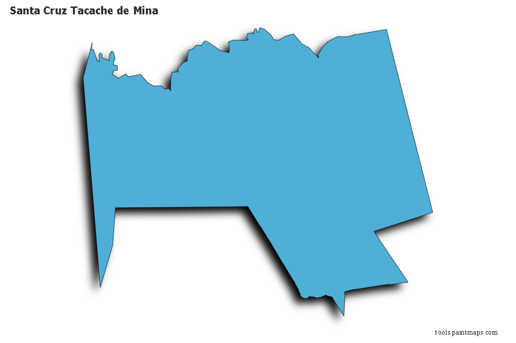 3D gölge efektli Santa Cruz Tacache de Mina haritası