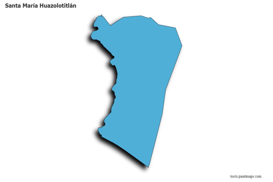 Mapa de Santa María Huazolotitlán con efecto de sombra 3D