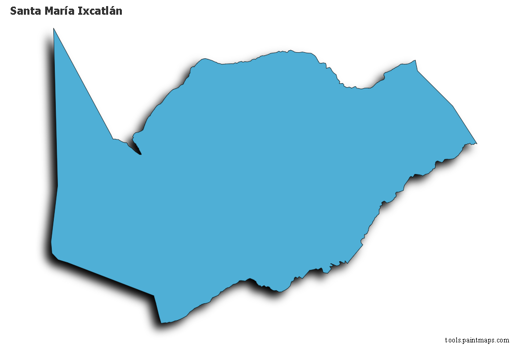 3D gölge efektli Santa María Ixcatlán haritası