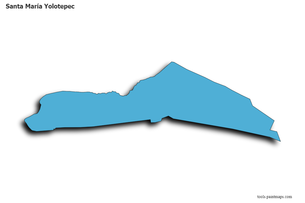 Mapa de Santa María Yolotepec con efecto de sombra 3D