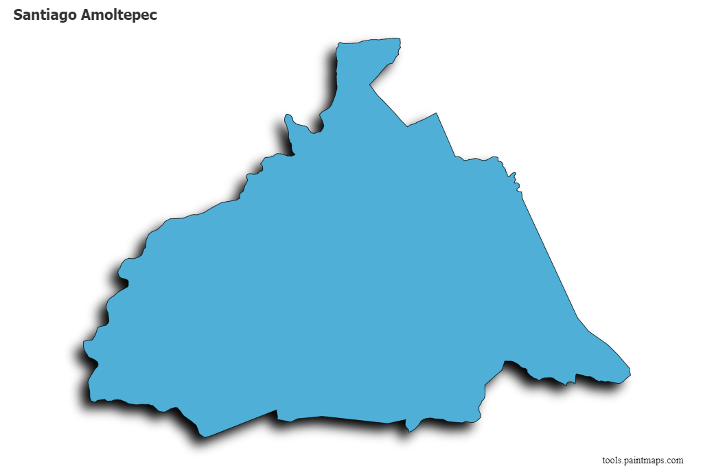 3D gölge efektli Santiago Amoltepec haritası