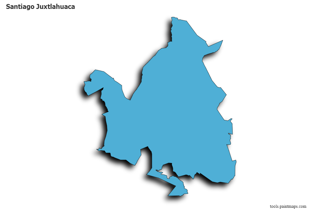 Mapa de Santiago Juxtlahuaca con efecto de sombra 3D