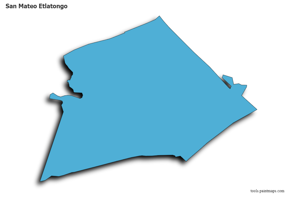 3D gölge efektli San Mateo Etlatongo haritası