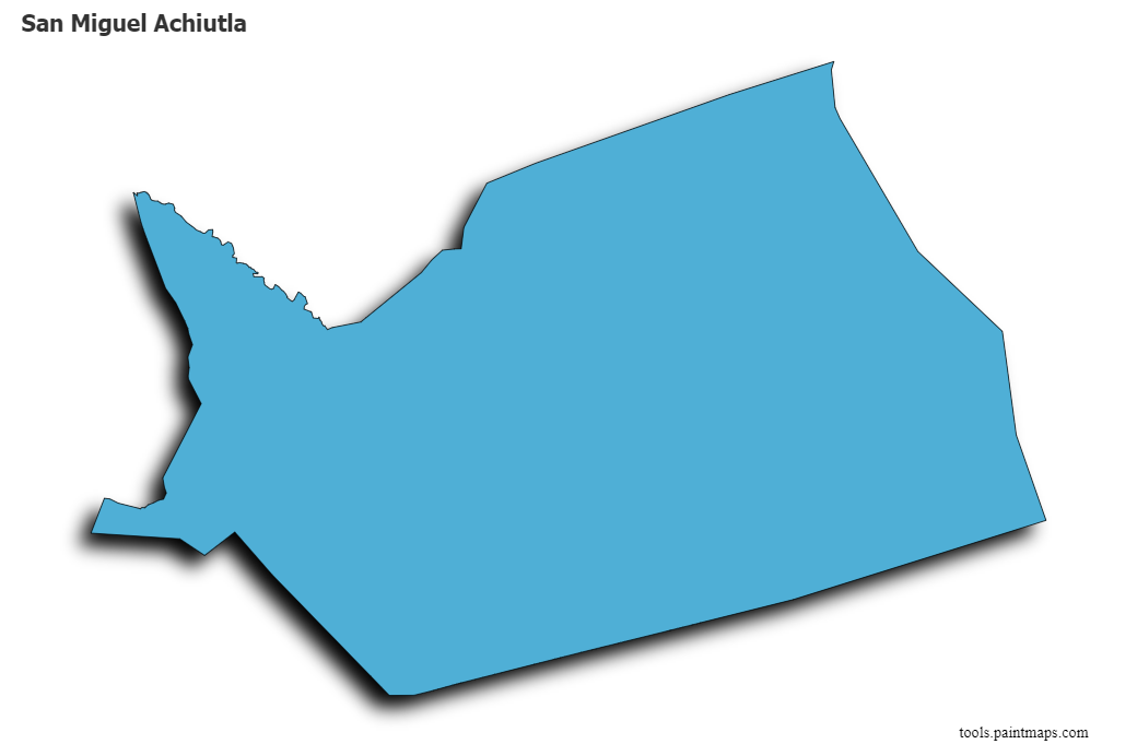 Mapa de San Miguel Achiutla con efecto de sombra 3D