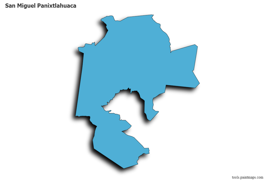 Mapa de San Miguel Panixtlahuaca con efecto de sombra 3D