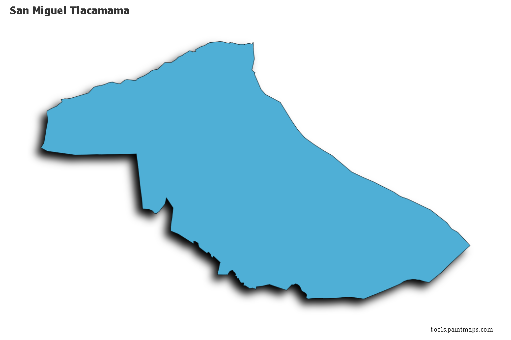 San Miguel Tlacamama map with 3d shadow effect