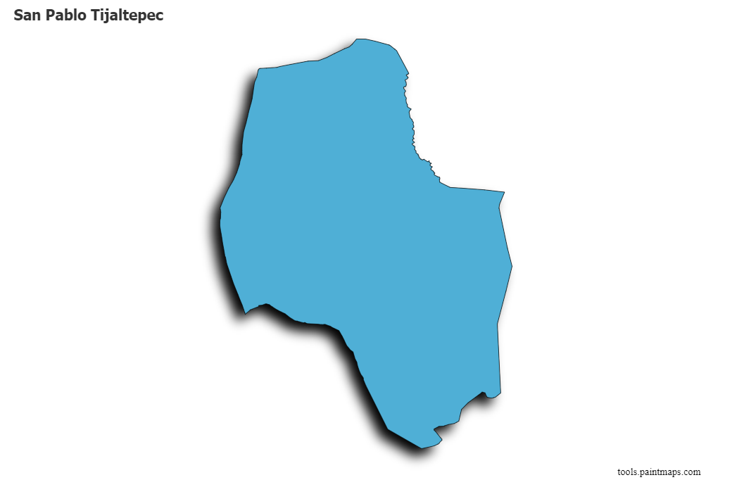 3D gölge efektli San Pablo Tijaltepec haritası