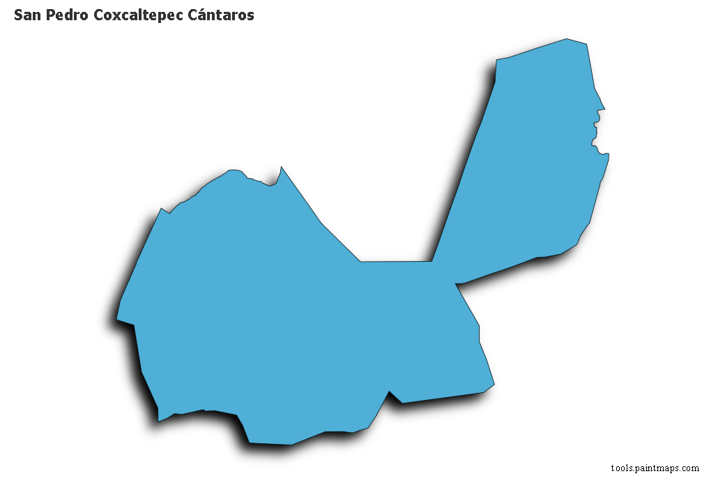 Mapa de San Pedro Coxcaltepec Cántaros con efecto de sombra 3D