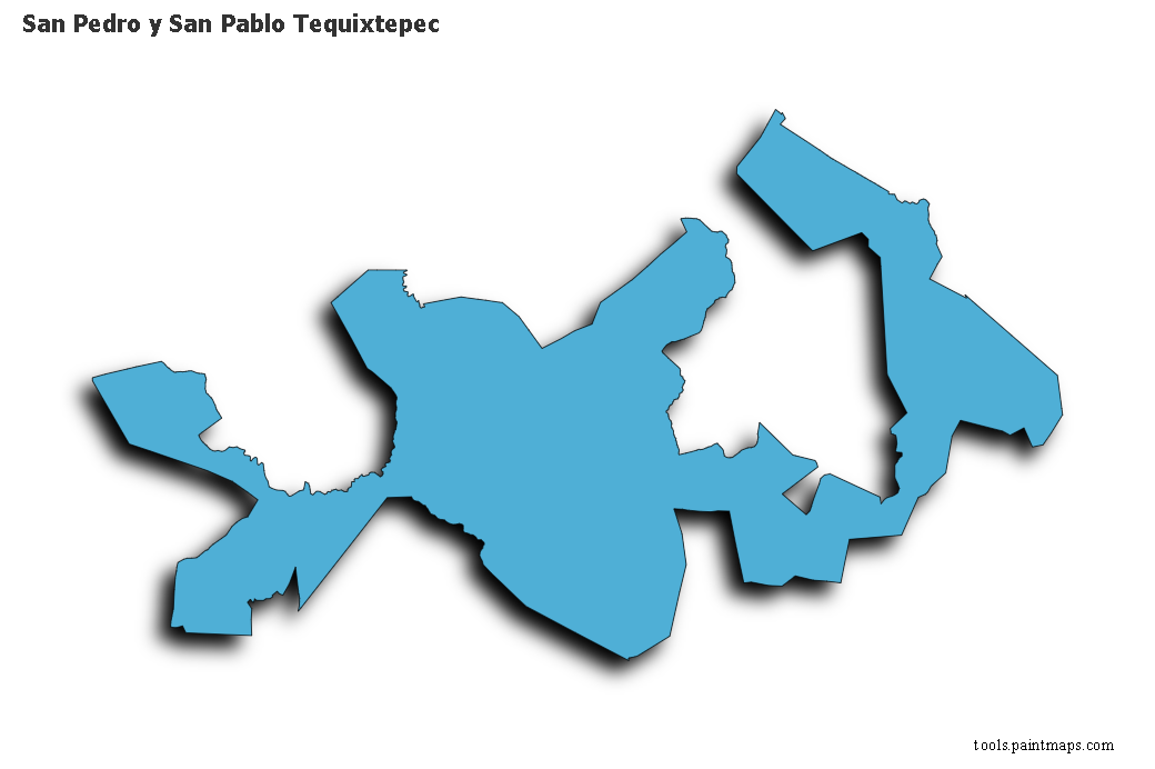 3D gölge efektli San Pedro y San Pablo Tequixtepec haritası