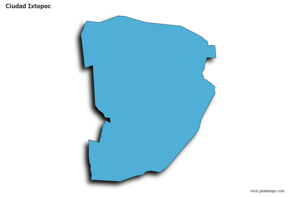 Mapa de Ciudad Ixtepec con efecto de sombra 3D