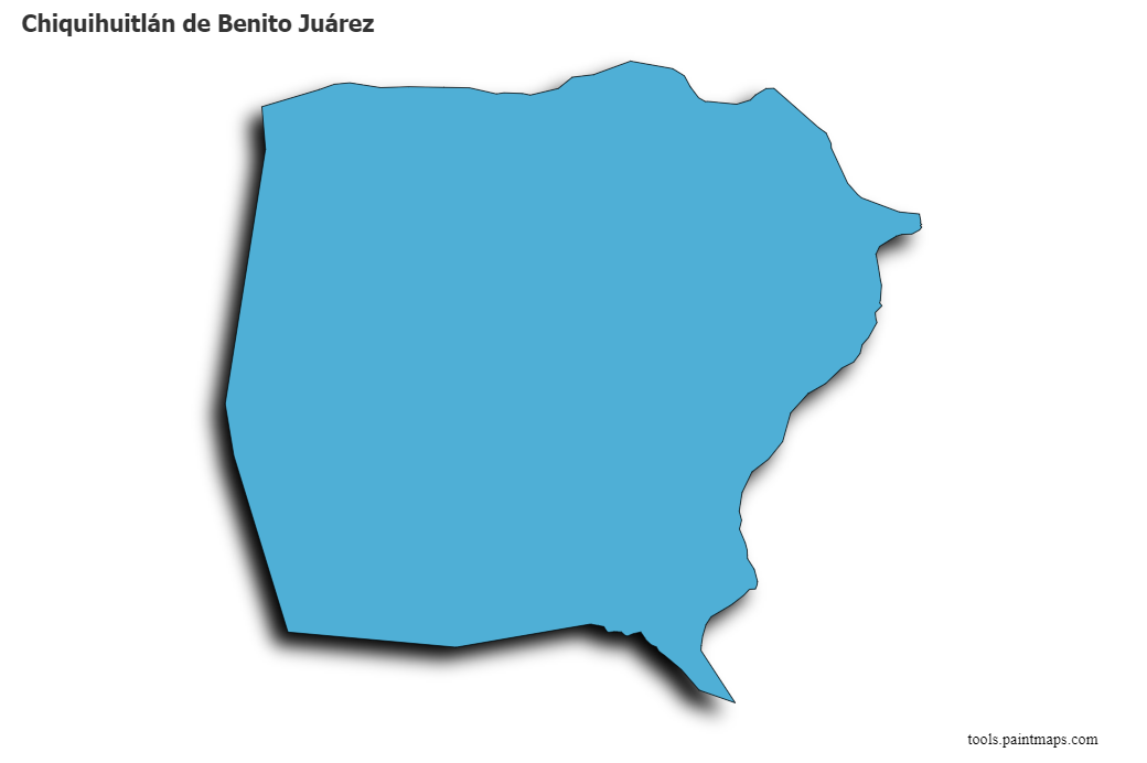 Mapa de Chiquihuitlán de Benito Juárez con efecto de sombra 3D