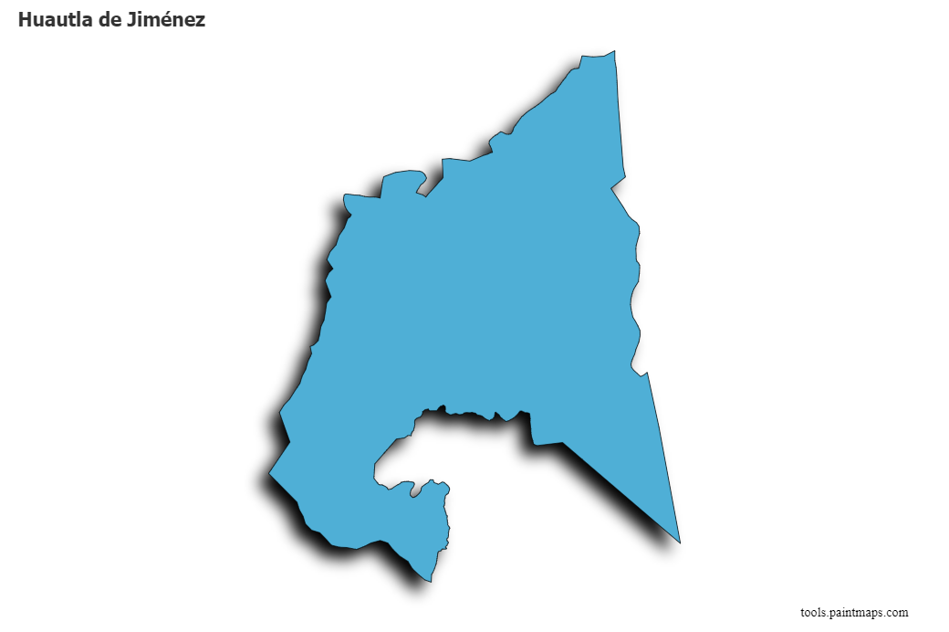 Mapa de Huautla de Jiménez con efecto de sombra 3D