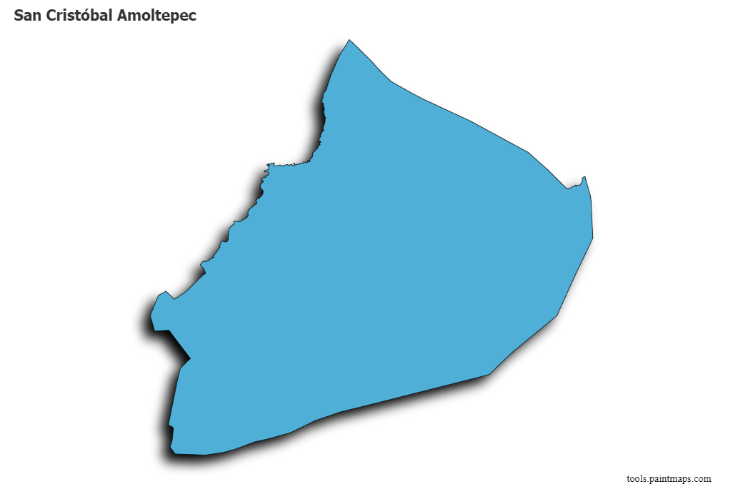 Mapa de San Cristóbal Amoltepec con efecto de sombra 3D