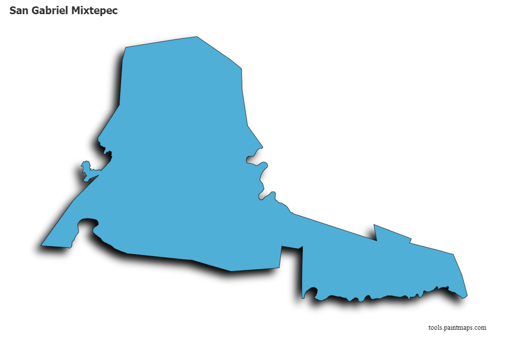 3D gölge efektli San Gabriel Mixtepec haritası