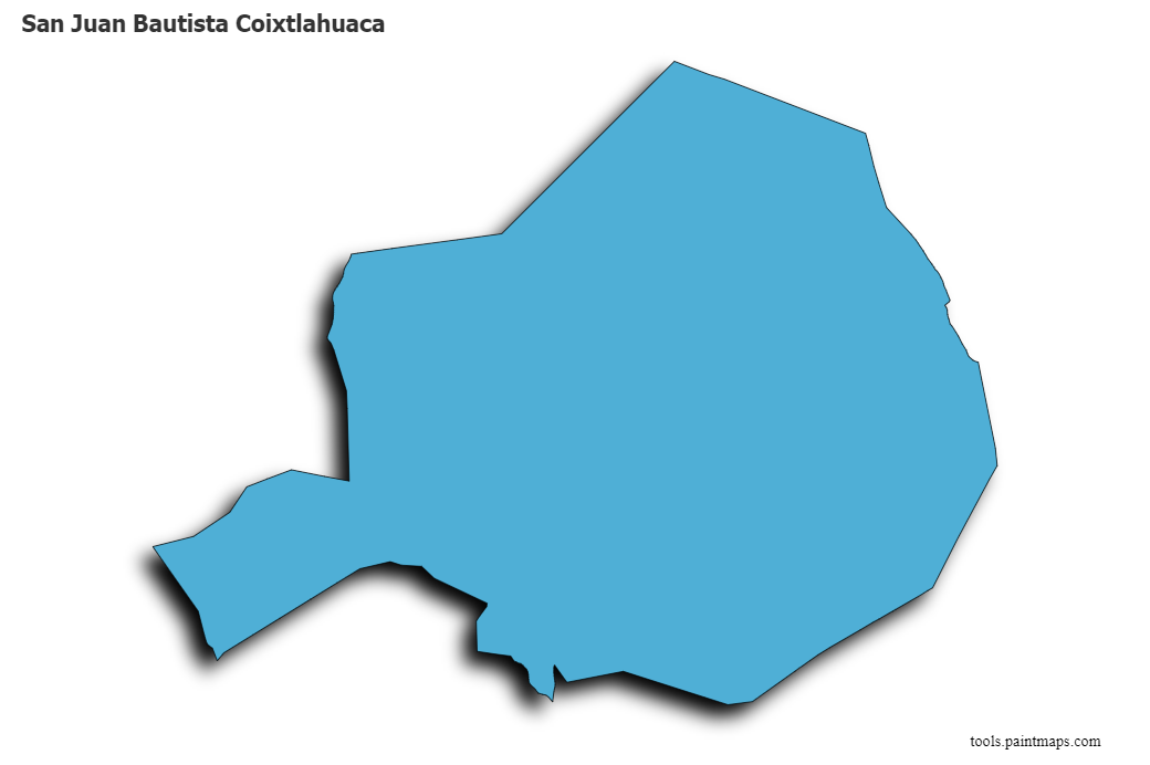 3D gölge efektli San Juan Bautista Coixtlahuaca haritası