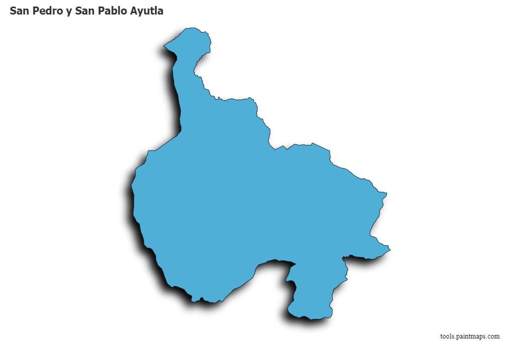 San Pedro y San Pablo Ayutla map with 3d shadow effect