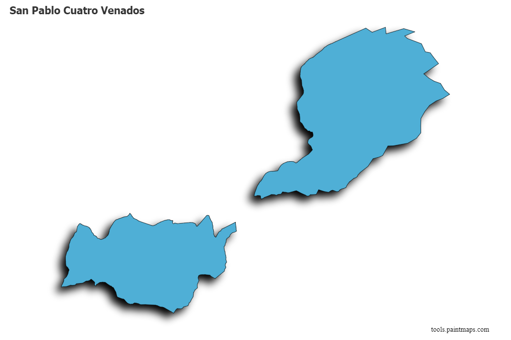 3D gölge efektli San Pablo Cuatro Venados haritası