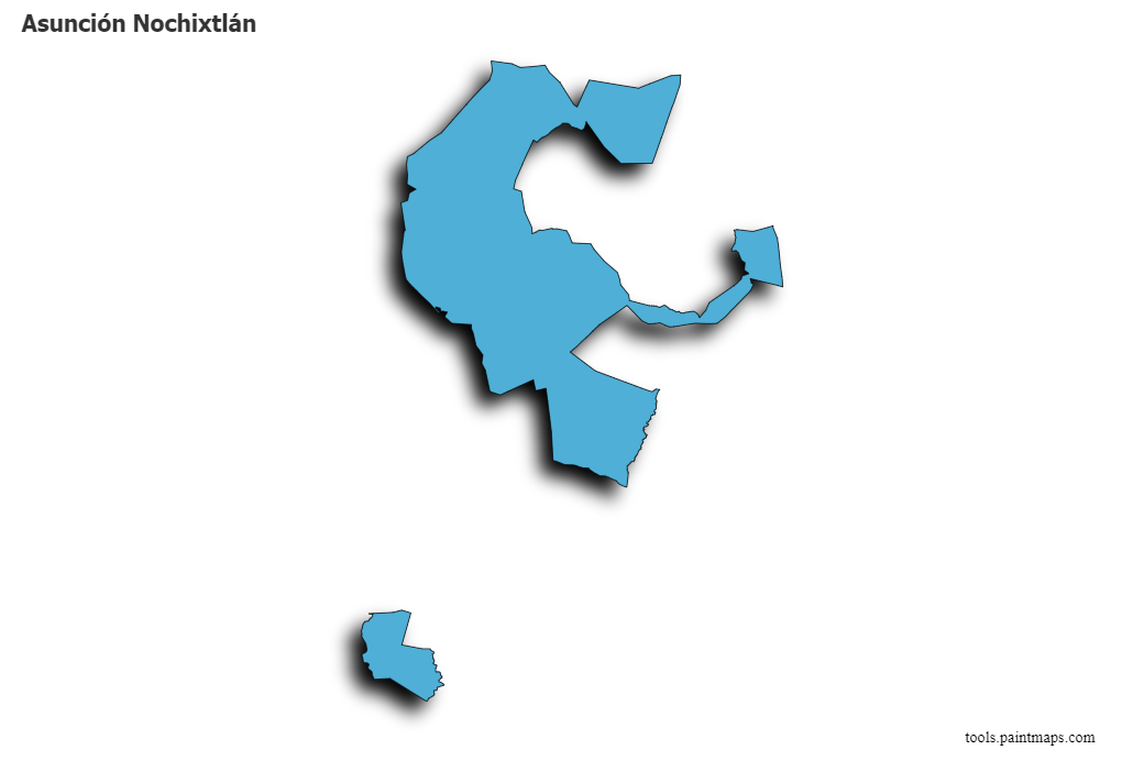 3D gölge efektli Asunción Nochixtlán haritası