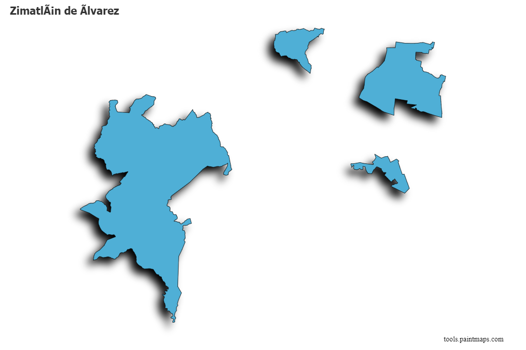 Zimatlán de Alvarez map with 3d shadow effect