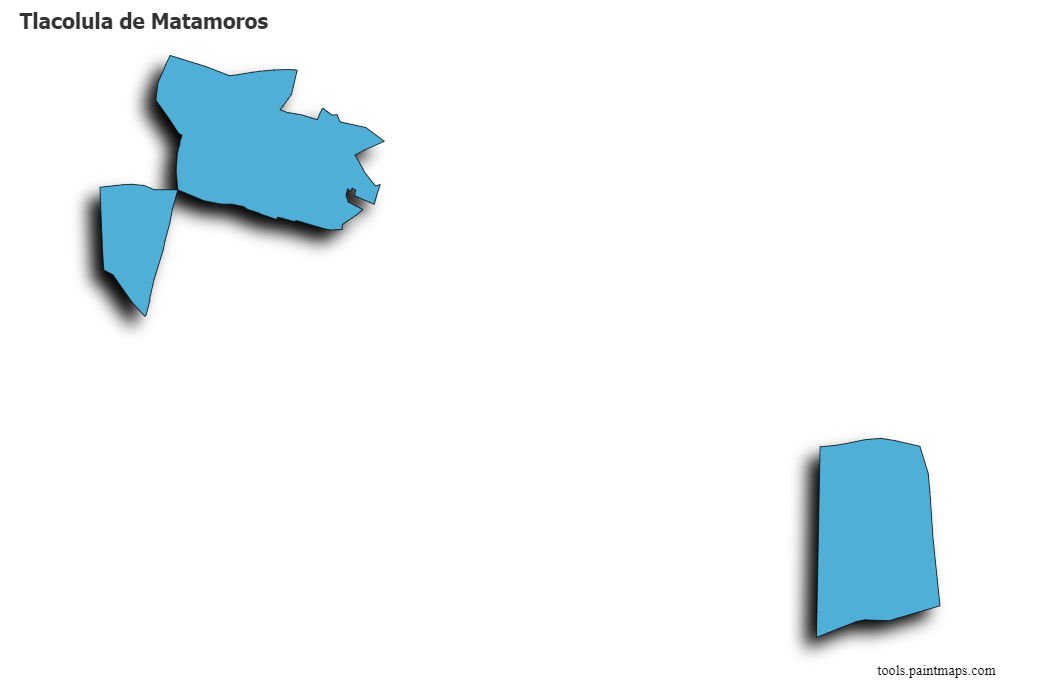 Mapa de Tlacolula de Matamoros con efecto de sombra 3D