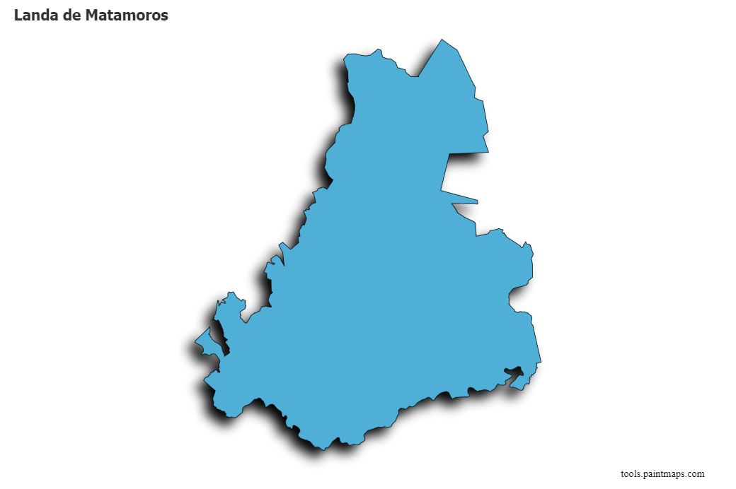 3D gölge efektli Landa de Matamoros haritası