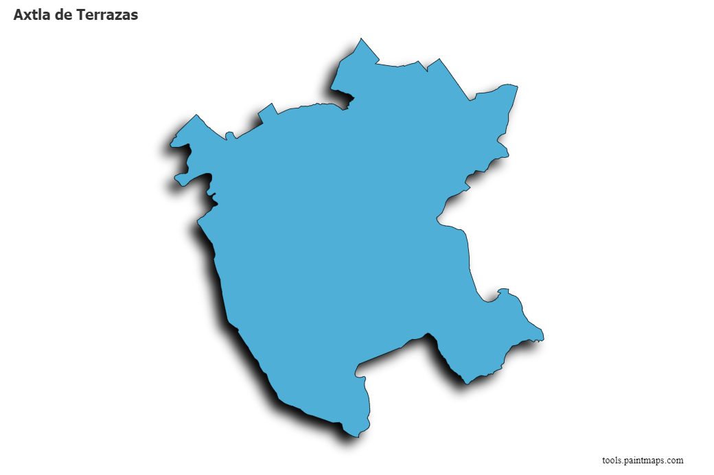 Mapa de Axtla de Terrazas con efecto de sombra 3D