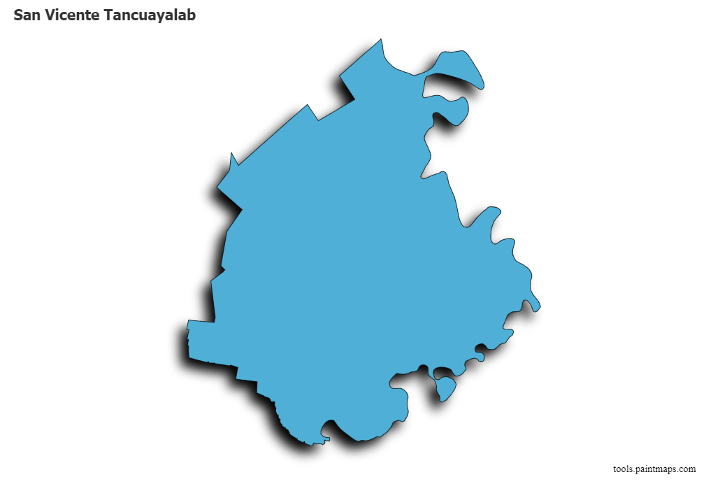 San Vicente Tancuayalab map with 3d shadow effect