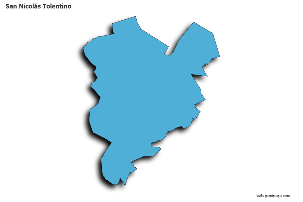 3D gölge efektli San Nicolás Tolentino haritası