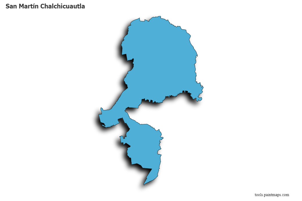 Mapa de San Martín Chalchicuautla con efecto de sombra 3D