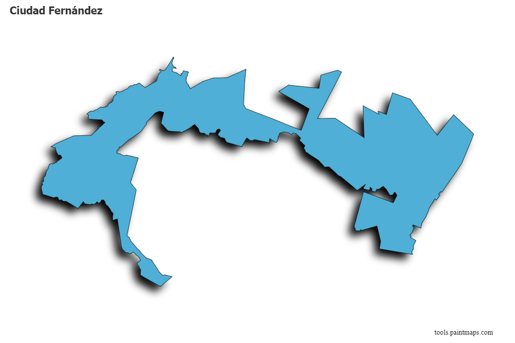 Mapa de Ciudad Fernández con efecto de sombra 3D