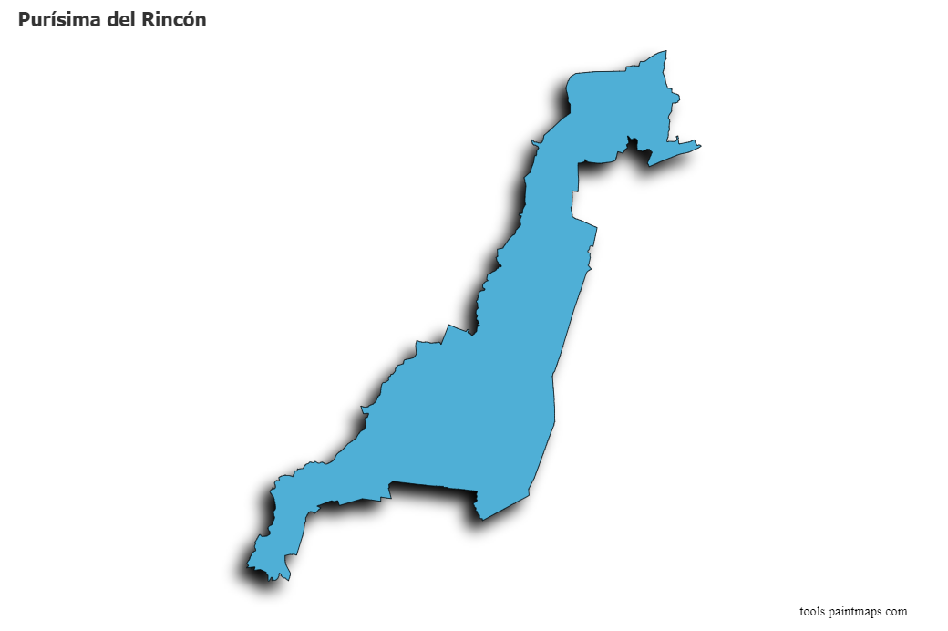 Mapa de Purísima del Rincón con efecto de sombra 3D