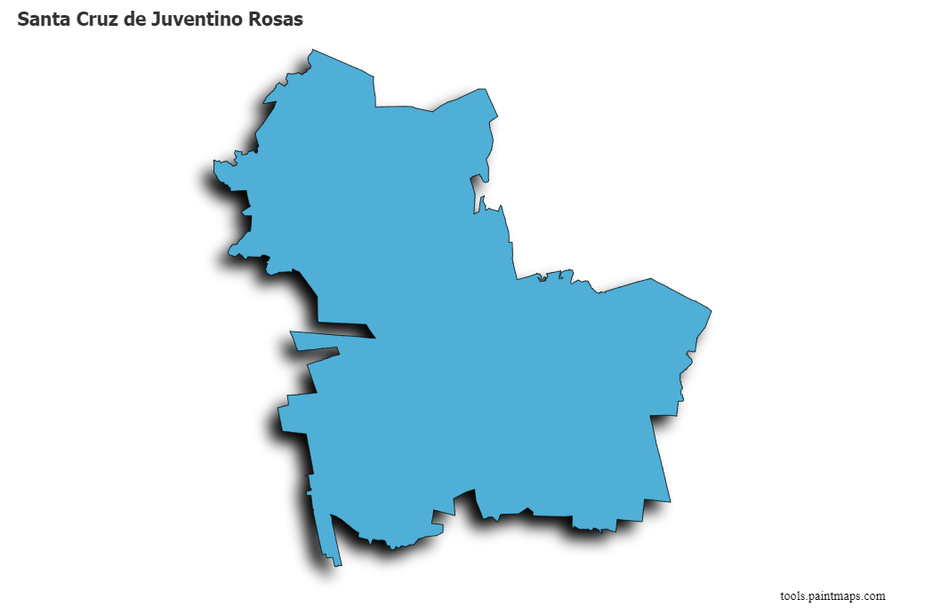 3D gölge efektli Santa Cruz de Juventino Rosas haritası