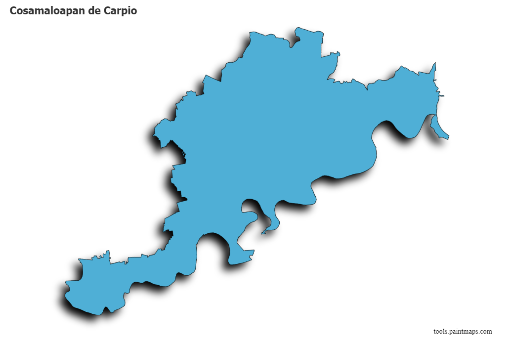 3D gölge efektli Cosamaloapan de Carpio haritası