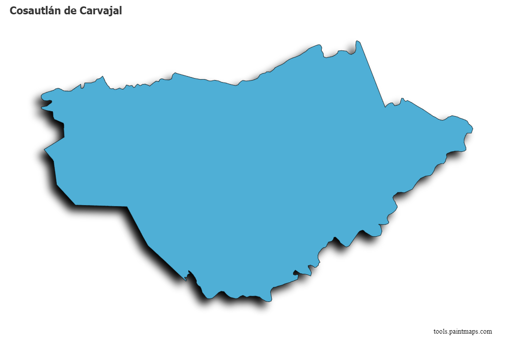 3D gölge efektli Cosautlán de Carvajal haritası