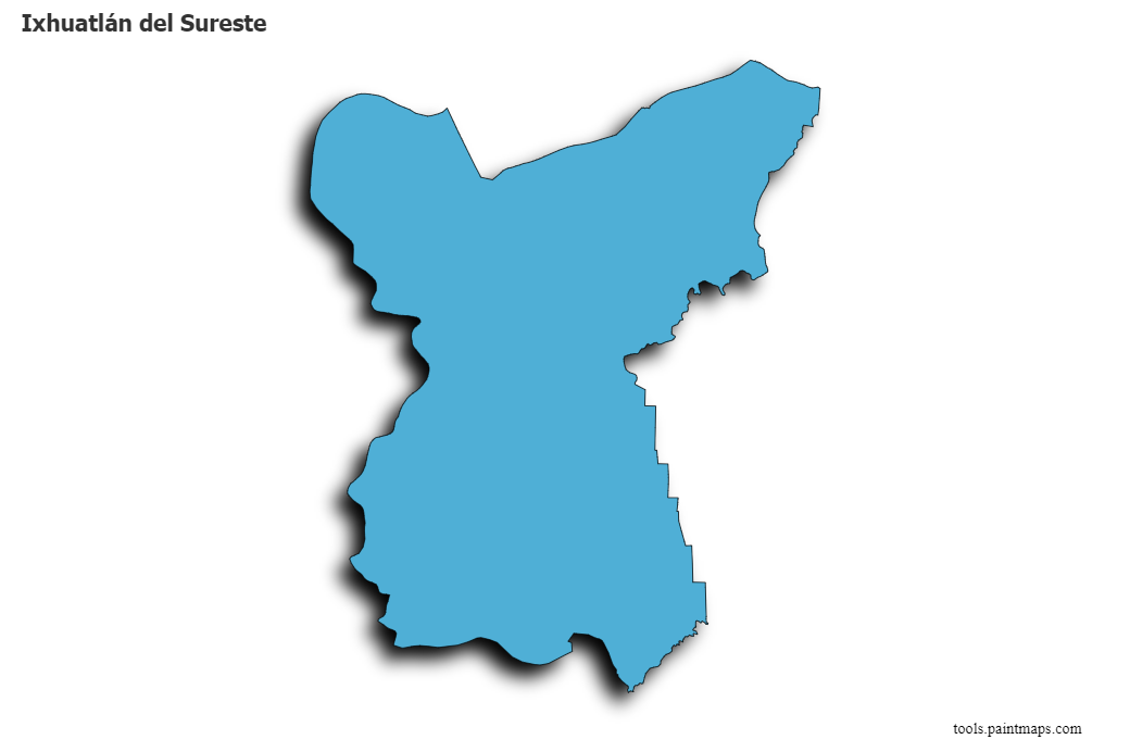 Mapa de Ixhuatlán del Sureste con efecto de sombra 3D