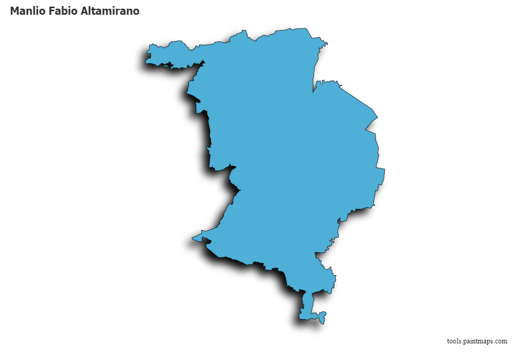 Mapa de Manlio Fabio Altamirano con efecto de sombra 3D