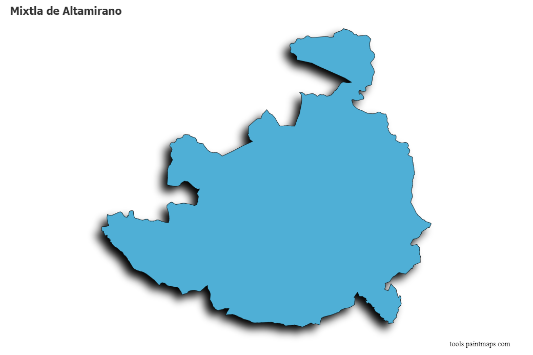 Mapa de Mixtla de Altamirano con efecto de sombra 3D