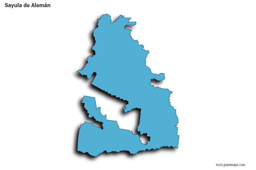 Mapa de Sayula de Alemán con efecto de sombra 3D