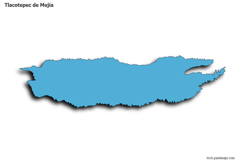 Tlacotepec de Mejía map with 3d shadow effect