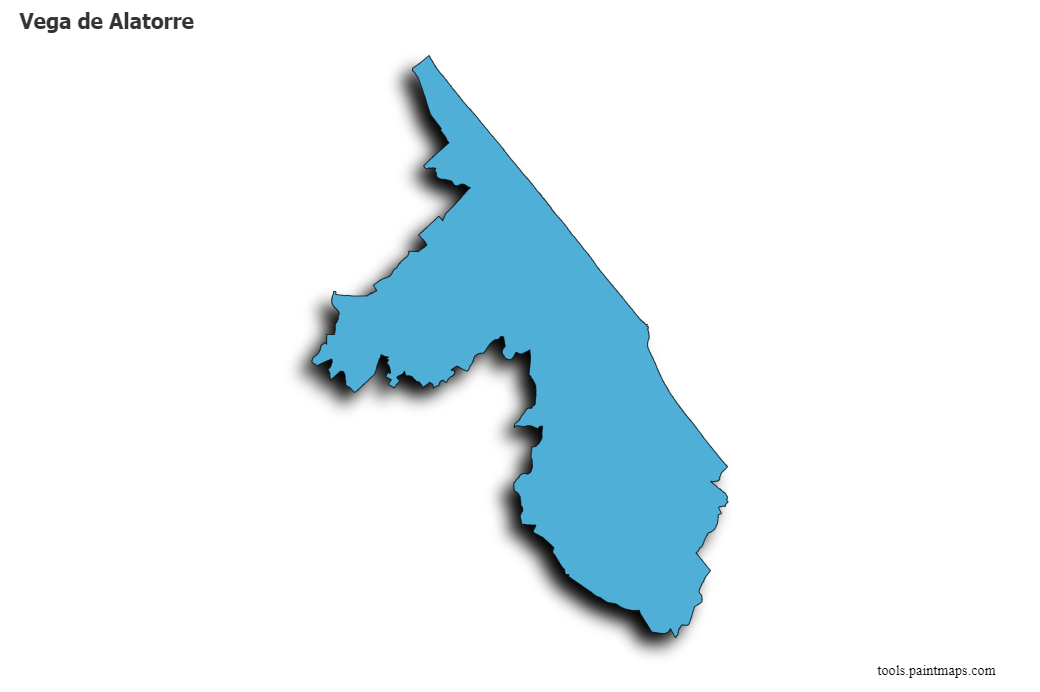 Mapa de Vega de Alatorre con efecto de sombra 3D
