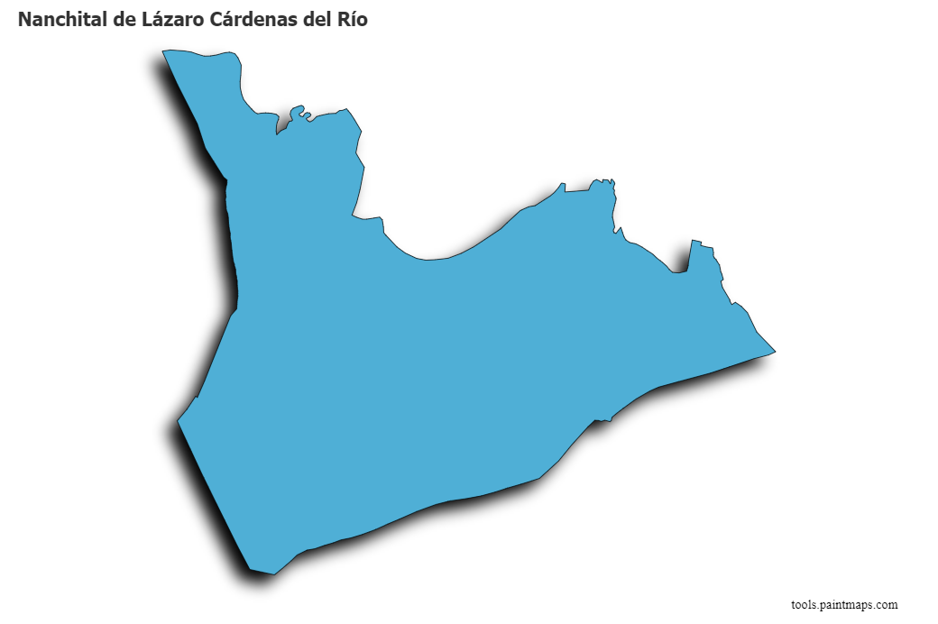 3D gölge efektli Nanchital de Lázaro Cárdenas del Río haritası