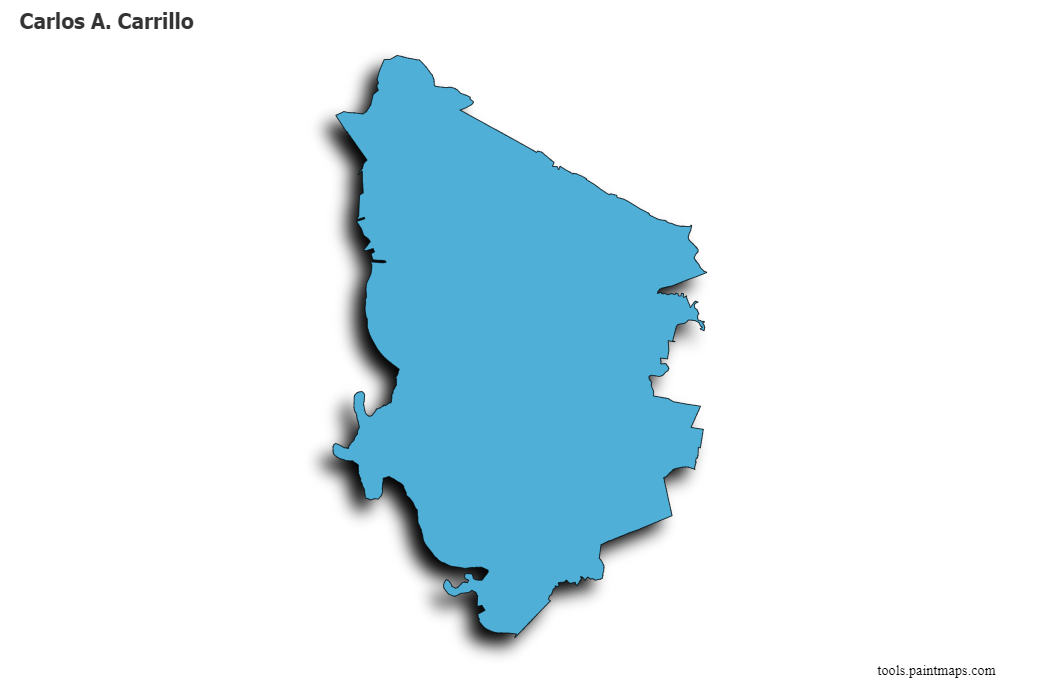 3D gölge efektli Carlos A. Carrillo haritası