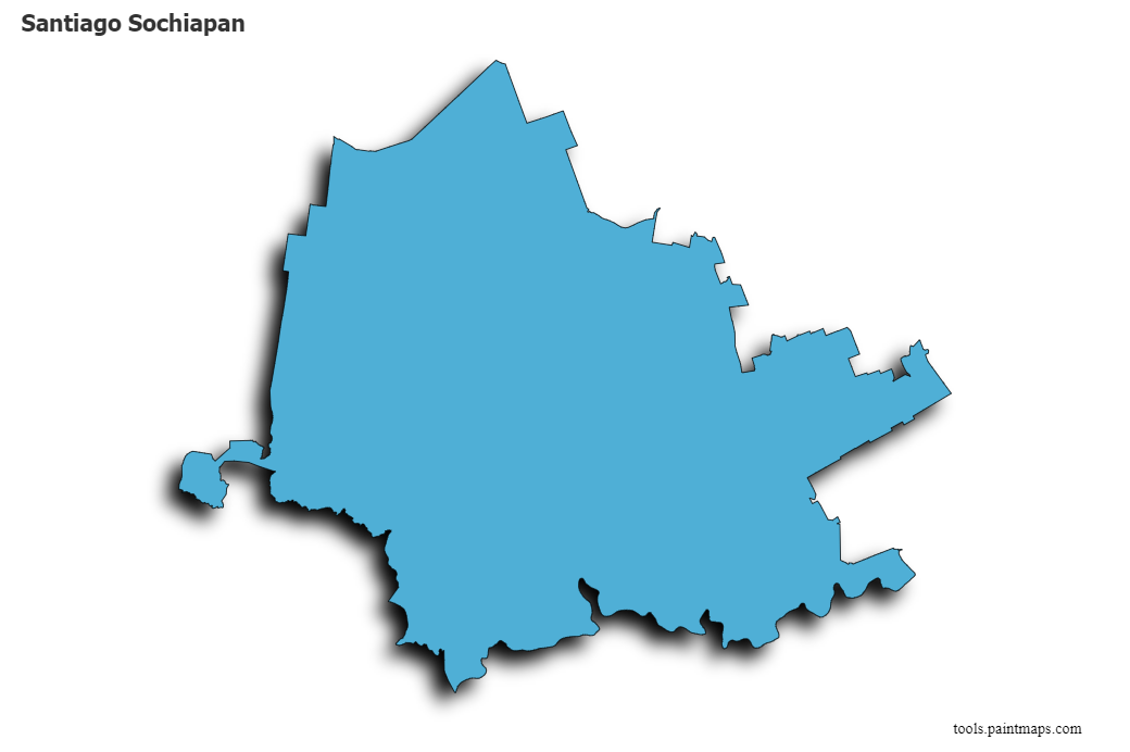 Mapa de Santiago Sochiapan con efecto de sombra 3D