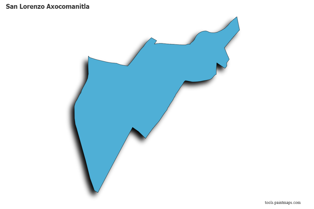 Mapa de San Lorenzo Axocomanitla con efecto de sombra 3D