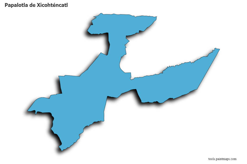 Mapa de Papalotla de Xicohténcatl con efecto de sombra 3D